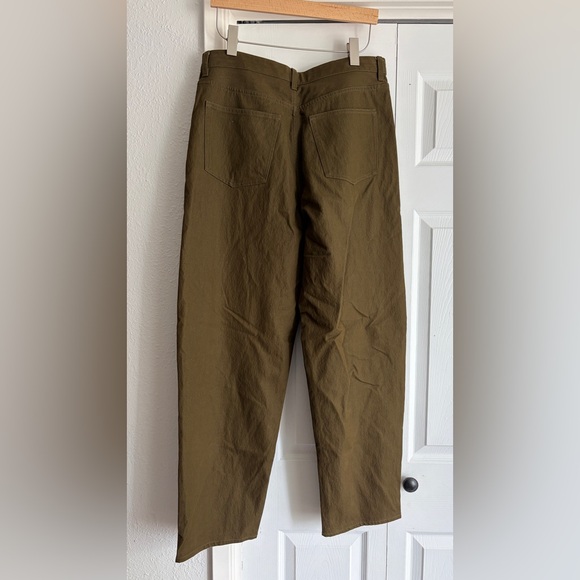COS | Tapered Leg High Rise Chino Pants Trousers Textured Green Size 12 - Picture 7 of 9